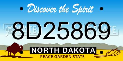 8D25869 North Dakota License Plate