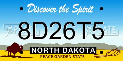 8D26T5 North Dakota License Plate