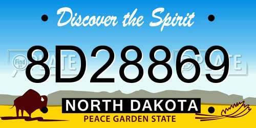 8D28869 North Dakota License Plate