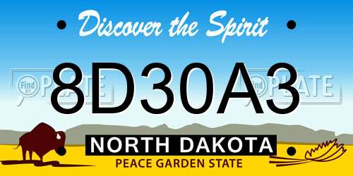 8D30A3 North Dakota License Plate