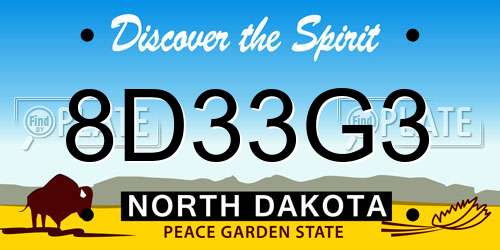 8D33G3 North Dakota License Plate