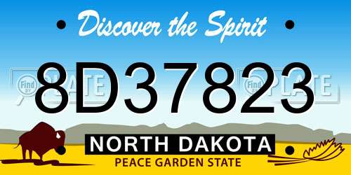 8D37823 North Dakota License Plate