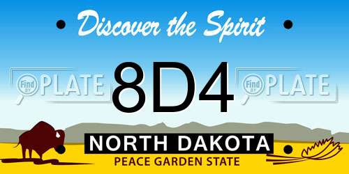 8D4 North Dakota License Plate