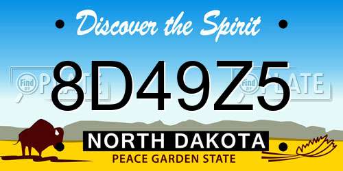 8D49Z5 North Dakota License Plate