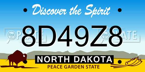 8D49Z8 North Dakota License Plate