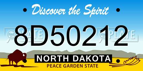 8D50212 North Dakota License Plate