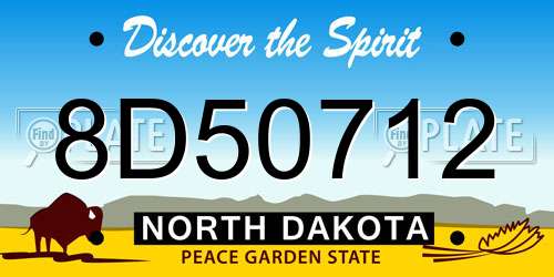 8D50712 North Dakota License Plate