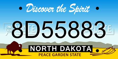 8D55883 North Dakota License Plate