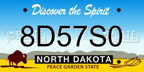 8D57S0 North Dakota License Plate