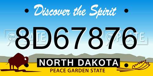 8D67876 North Dakota License Plate