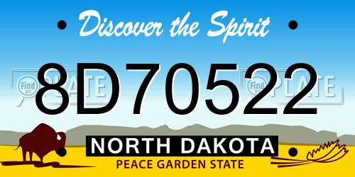 8D70522 North Dakota License Plate
