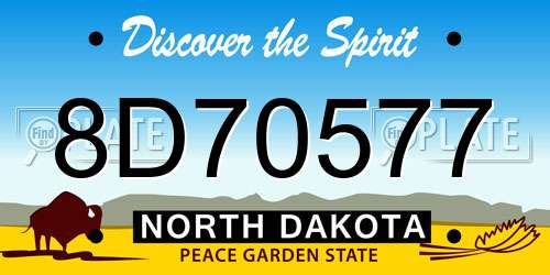 8D70577 North Dakota License Plate