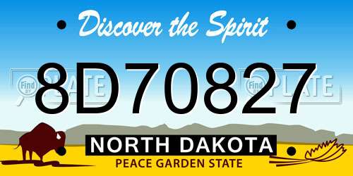 8D70827 North Dakota License Plate