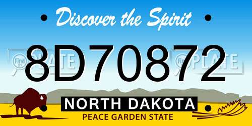 8D70872 North Dakota License Plate