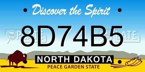8D74B5 North Dakota License Plate