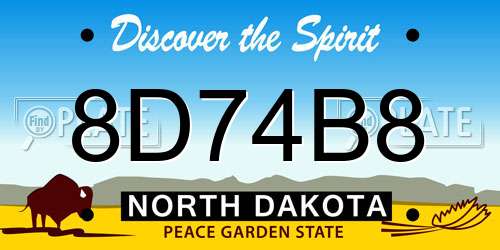 8D74B8 North Dakota License Plate