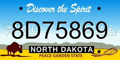 8D75869 North Dakota License Plate