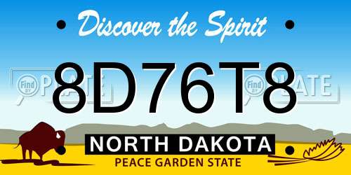 8D76T8 North Dakota License Plate