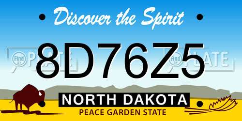 8D76Z5 North Dakota License Plate