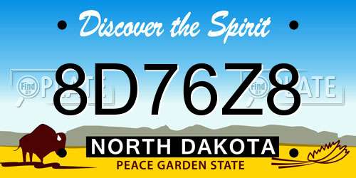 8D76Z8 North Dakota License Plate