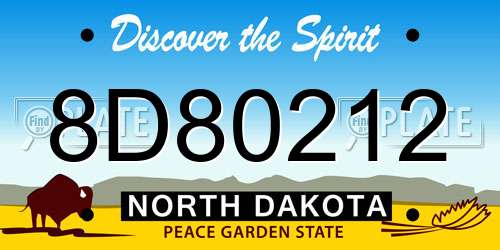 8D80212 North Dakota License Plate