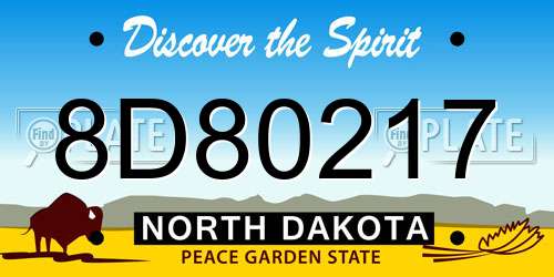 8D80217 North Dakota License Plate