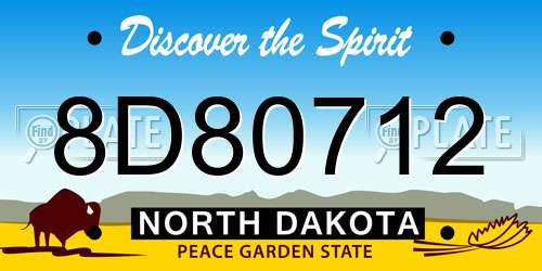 8D80712 North Dakota License Plate