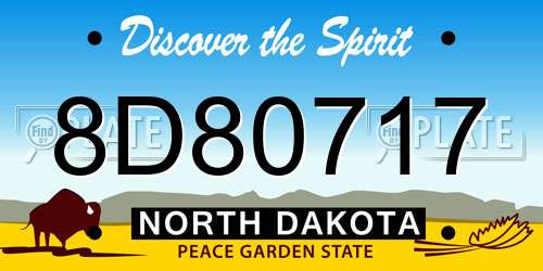 8D80717 North Dakota License Plate