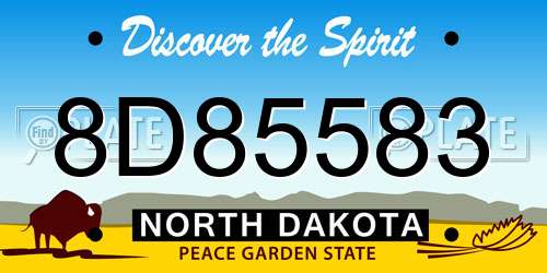 8D85583 North Dakota License Plate