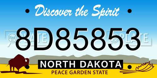 8D85853 North Dakota License Plate