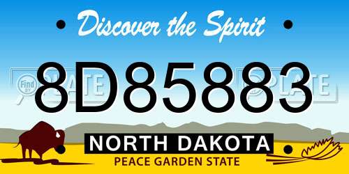 8D85883 North Dakota License Plate