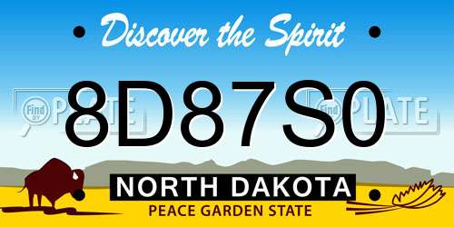 8D87S0 North Dakota License Plate