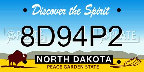 8D94P2 North Dakota License Plate