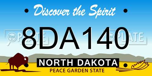 8DA140 North Dakota License Plate