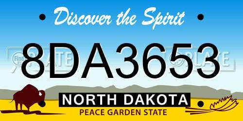 8DA3653 North Dakota License Plate