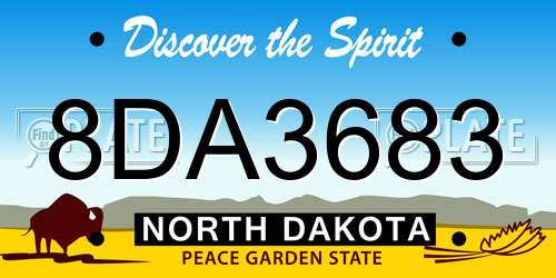 8DA3683 North Dakota License Plate