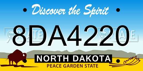 8DA4220 North Dakota License Plate