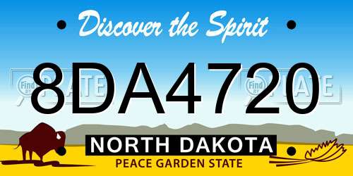 8DA4720 North Dakota License Plate