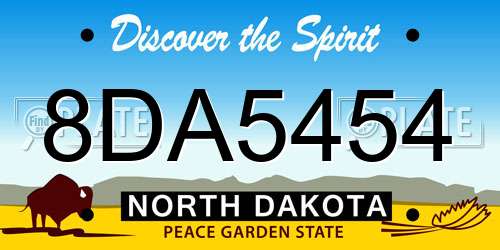8DA5454 North Dakota License Plate
