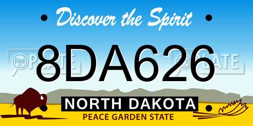 8DA626 North Dakota License Plate