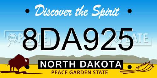 8DA925 North Dakota License Plate