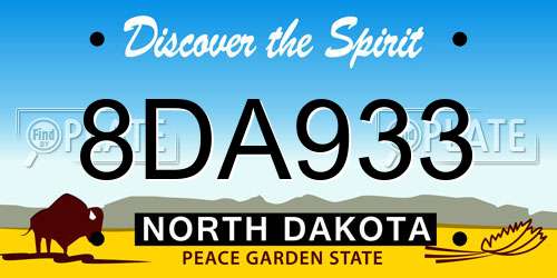 8DA933 North Dakota License Plate