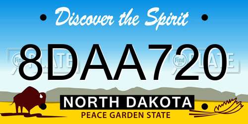 8DAA720 North Dakota License Plate