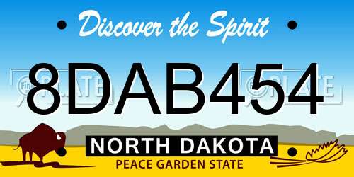 8DAB454 North Dakota License Plate