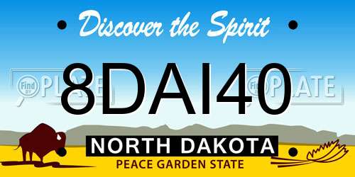 8DAI40 North Dakota License Plate