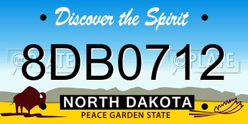 8DB0712 North Dakota License Plate
