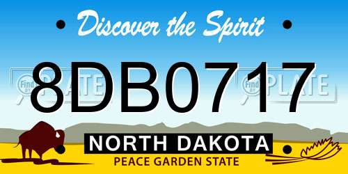 8DB0717 North Dakota License Plate