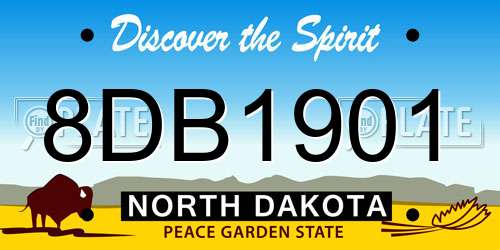 8DB1901 North Dakota License Plate