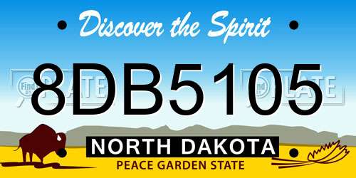 8DB5105 North Dakota License Plate