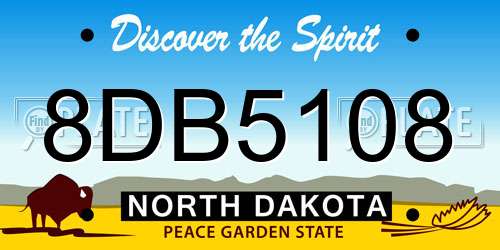 8DB5108 North Dakota License Plate